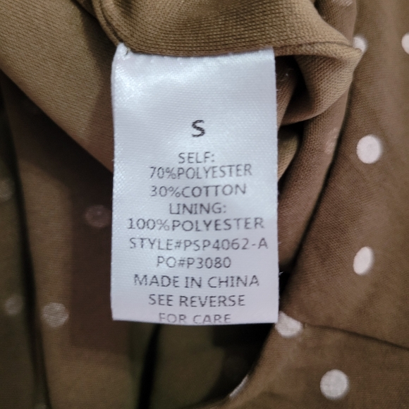 Roolee Polka Dot Jumpsuit Olive Green Button Down 3/4 Sleeve Size Small - Picture 10 of 12